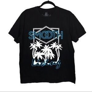 Smooth Living Co Men’s Palm Trees Black Teal Graphic Tee